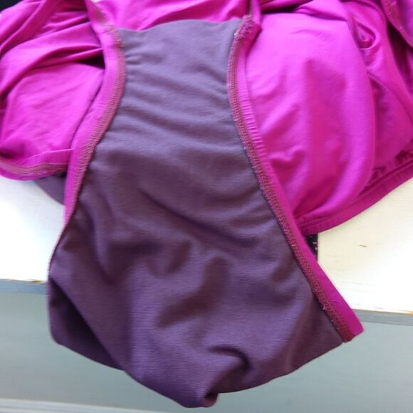 Bleu ice magenta and black Paisley one piece swimsuit with front bow - Picture 7 of 8